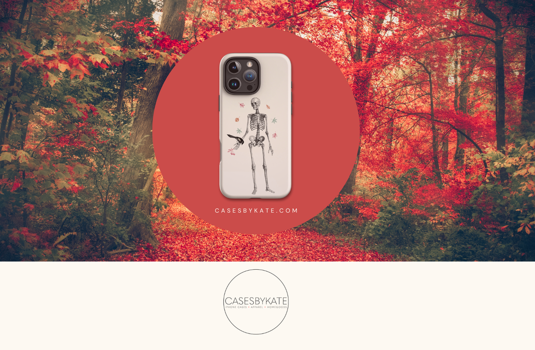 This Vintage Skeleton and Magpie design Tough Case is just the right accessory for Fall, and, you'll have the perfect Halloween case to show off!