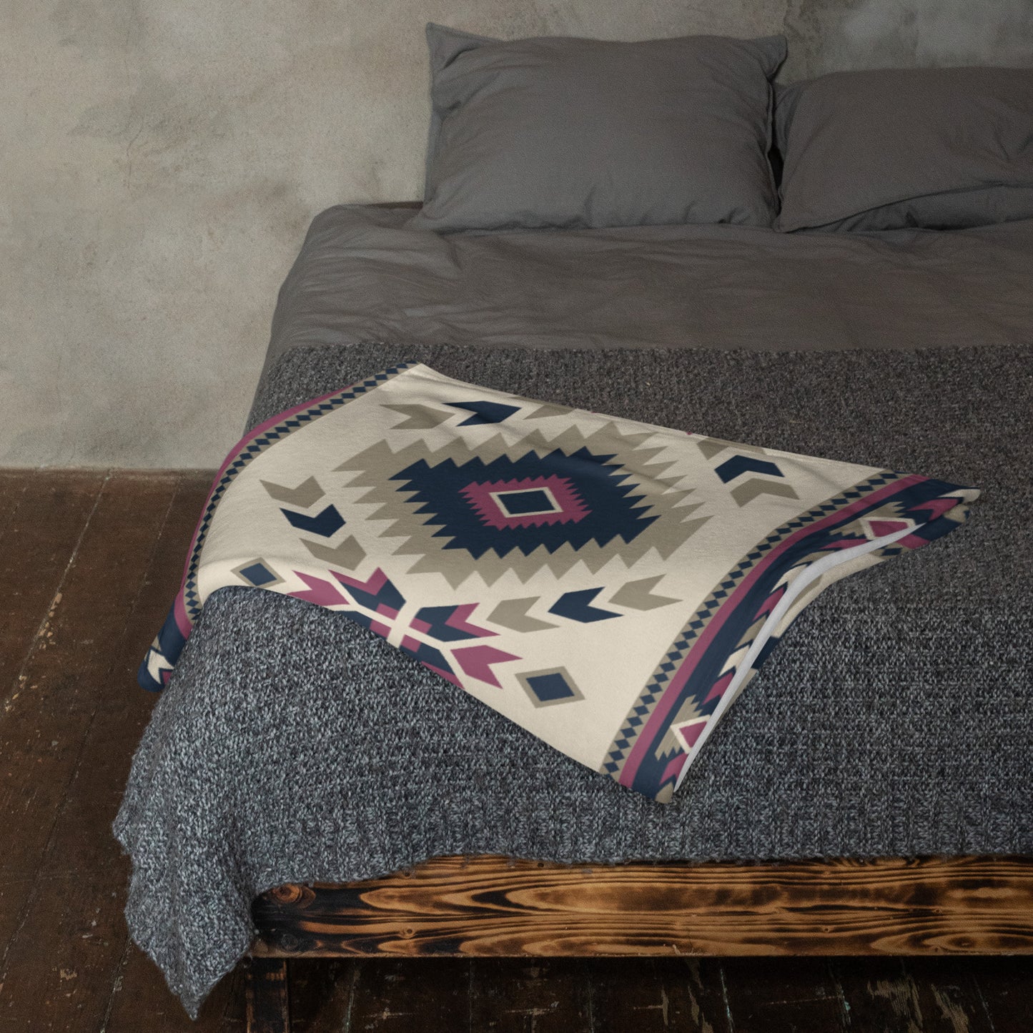 Southwestern Blue Maroon and Tuape Throw Blanket