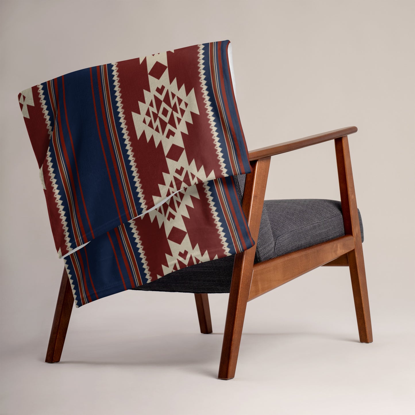Rust and Navy Southwestern Style Throw Blanket