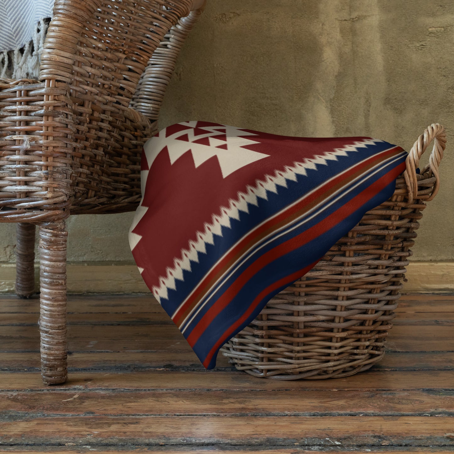 Rust and Navy Southwestern Style Throw Blanket