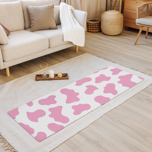 Hot Pink Cow Print Pattern Yoga mat