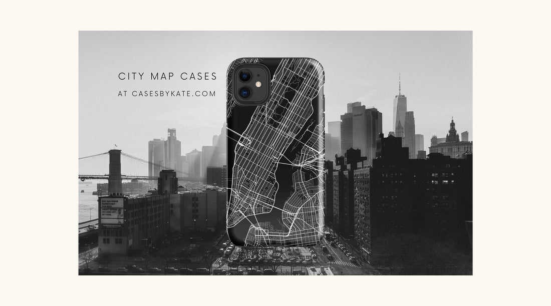 Urban City Map iPhone Tough Cases - Unique street art design plus superior protection from Cases by Kate