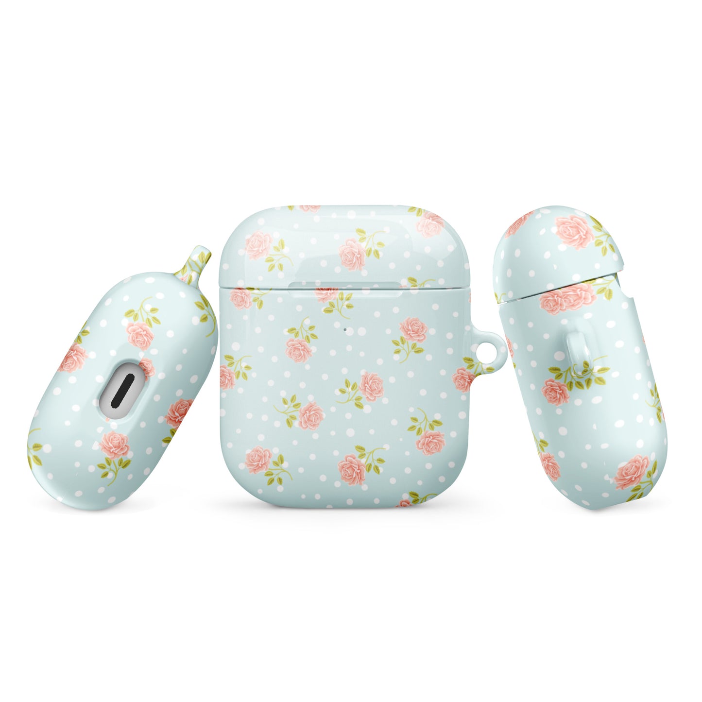 Light Blue and Pink Rose Floral Case for AirPods®