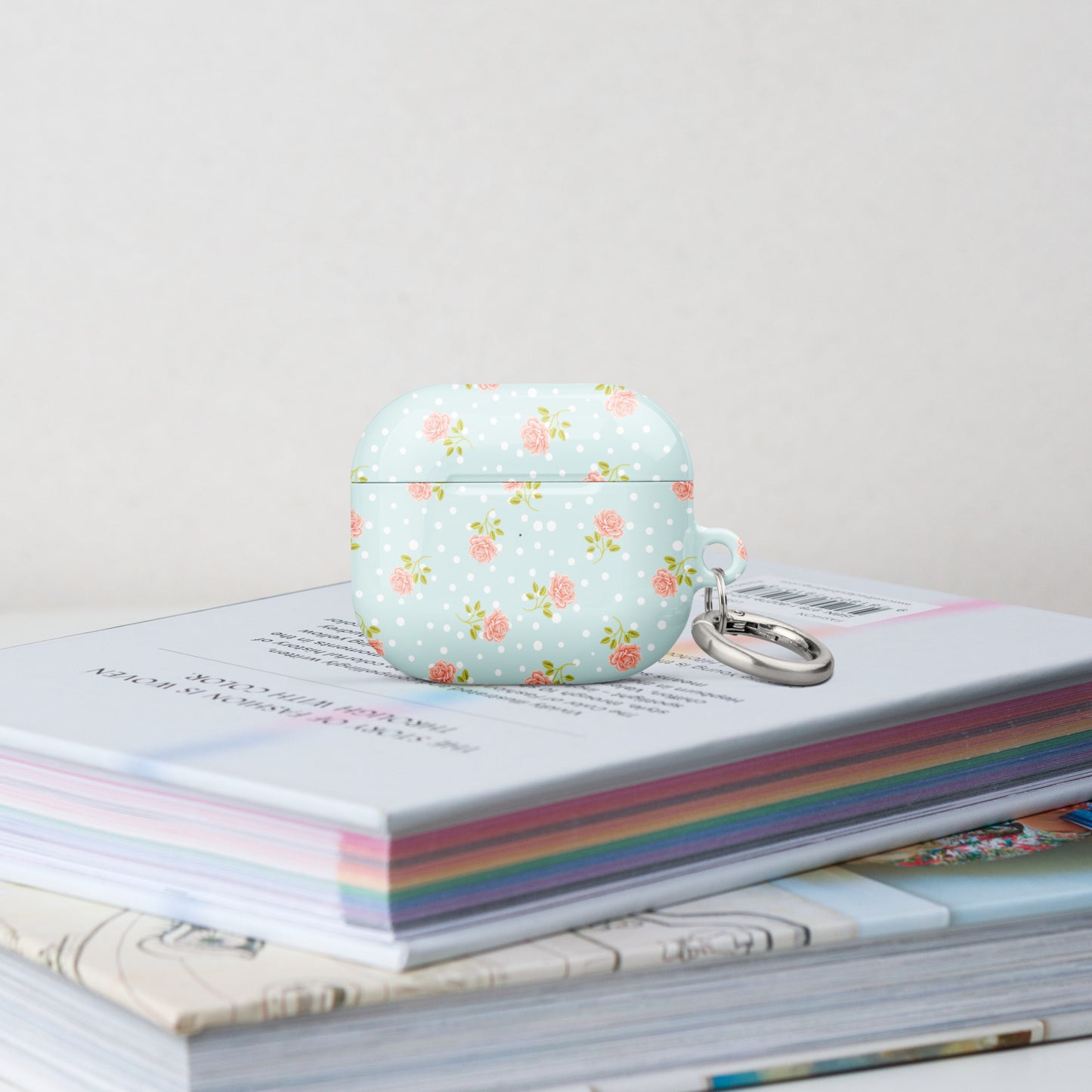 Light Blue and Pink Rose Floral Case for AirPods®