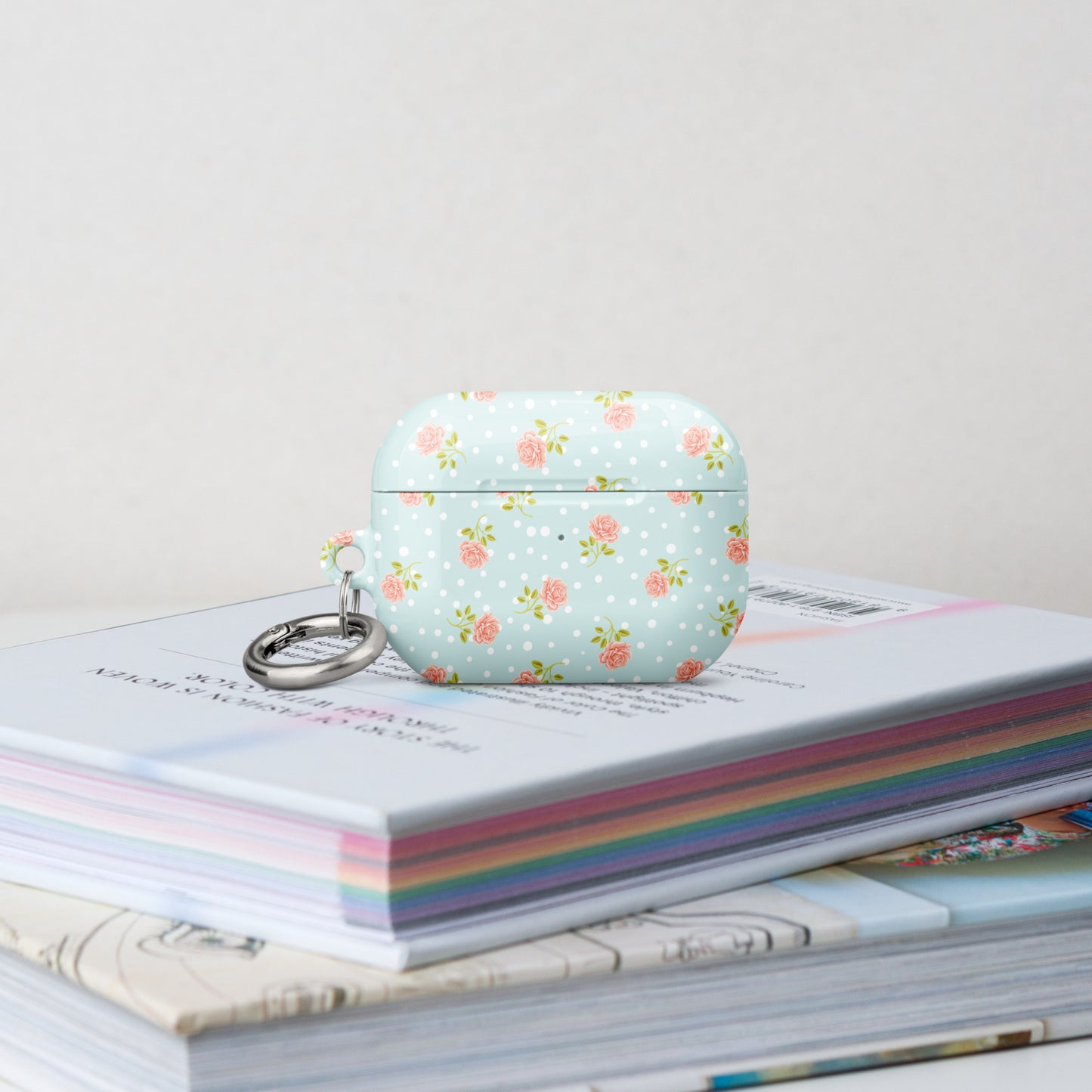 Light Blue and Pink Rose Floral Case for AirPods®