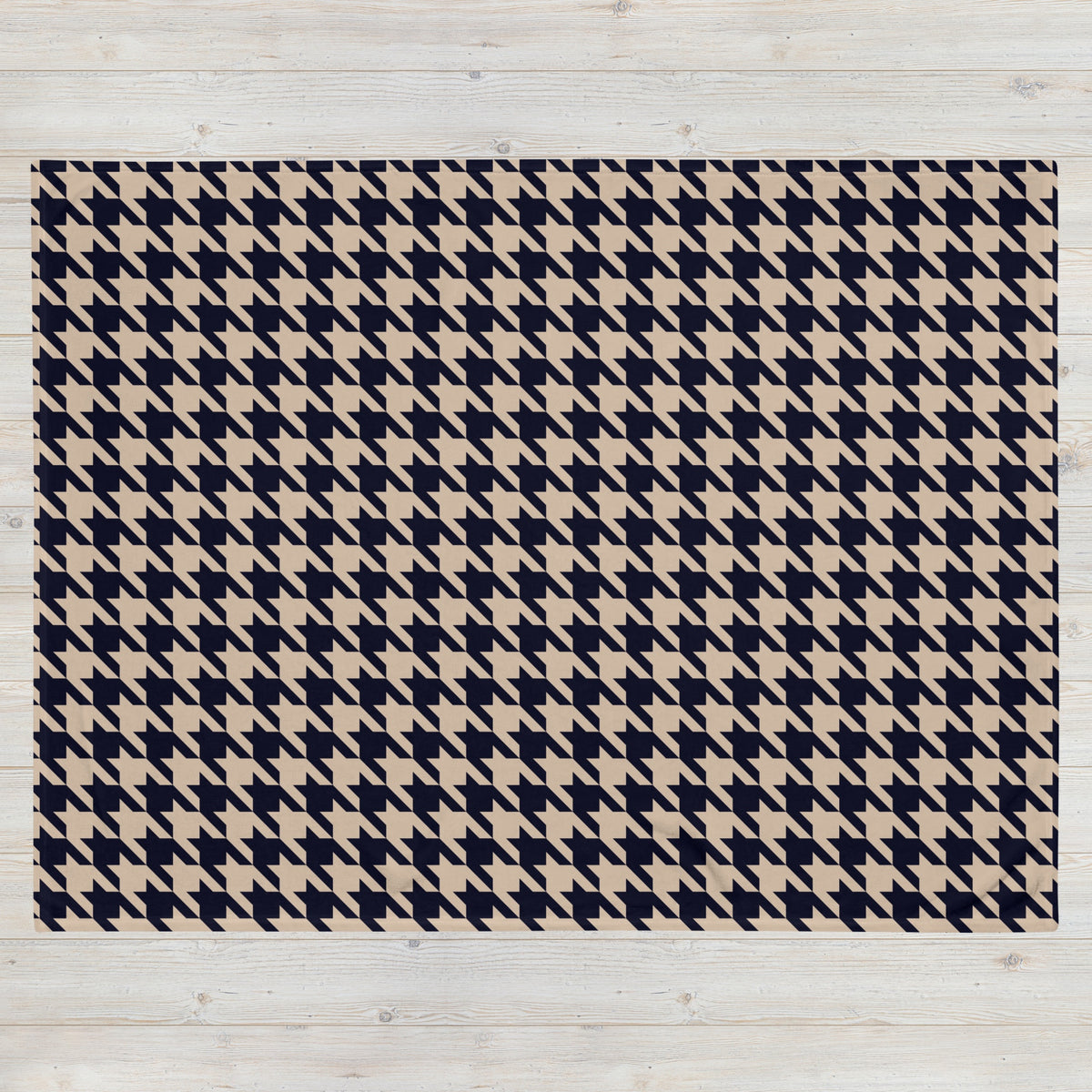 Black and Tan Houndstooth Pattern Throw Blanket