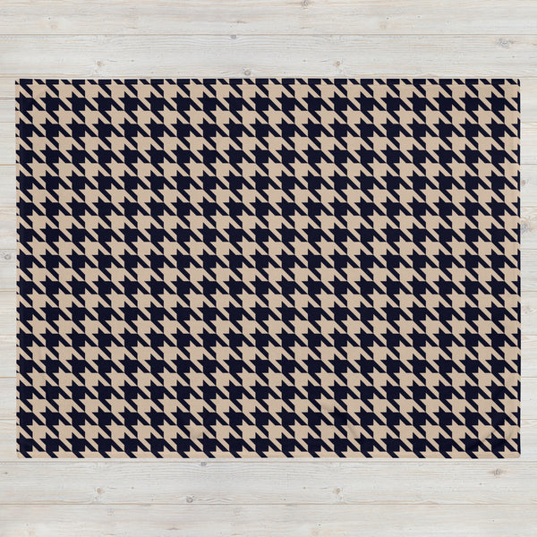 Black and Tan Houndstooth Pattern Throw Blanket