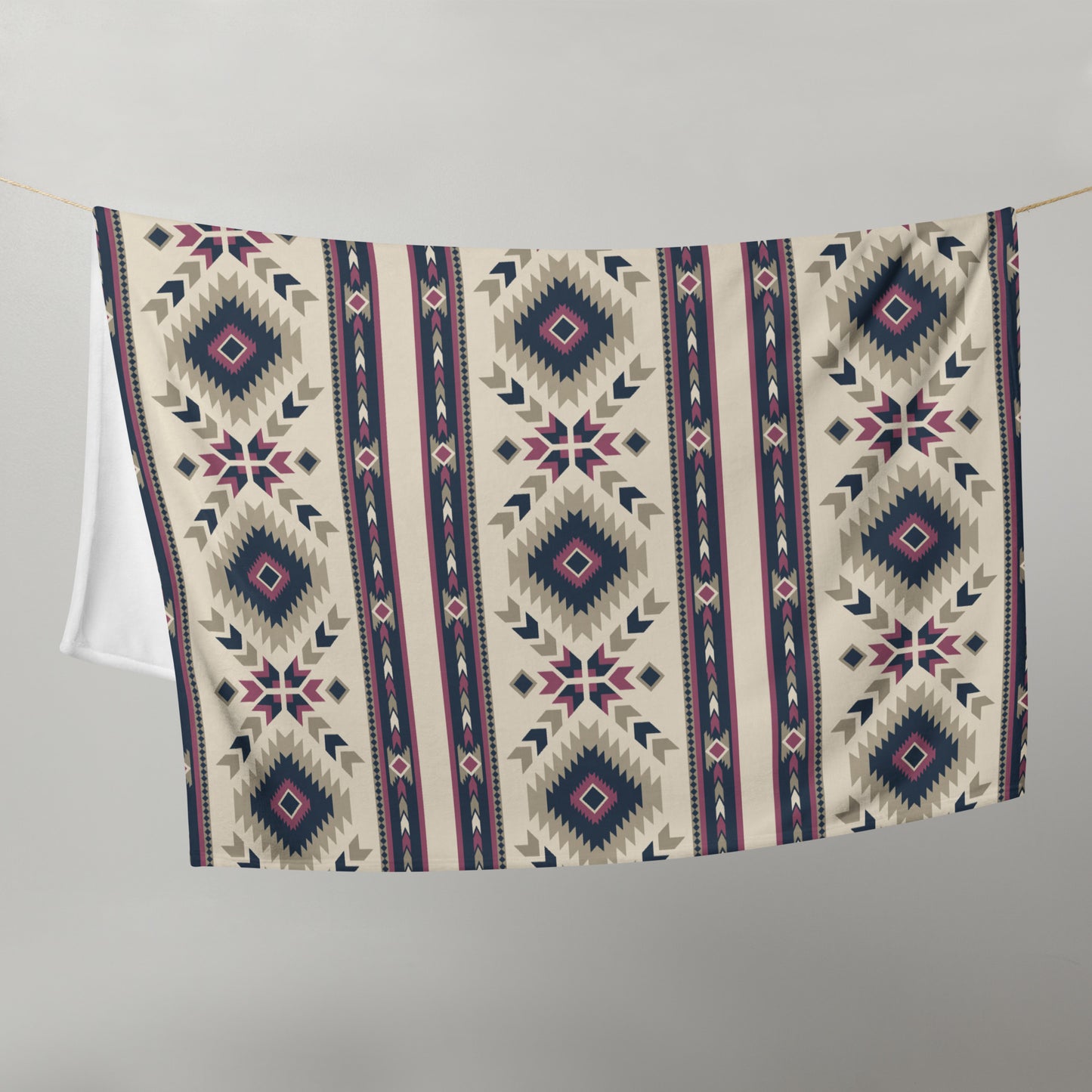 Southwestern Blue Maroon and Tuape Throw Blanket