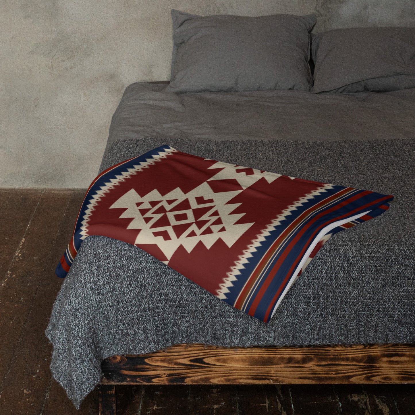 Rust and Navy Southwestern Style Throw Blanket