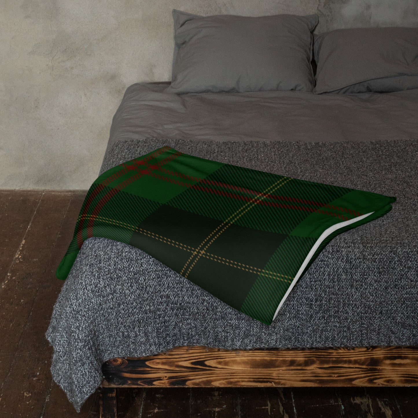 Green and Red Stripe Plaid Throw Blanket