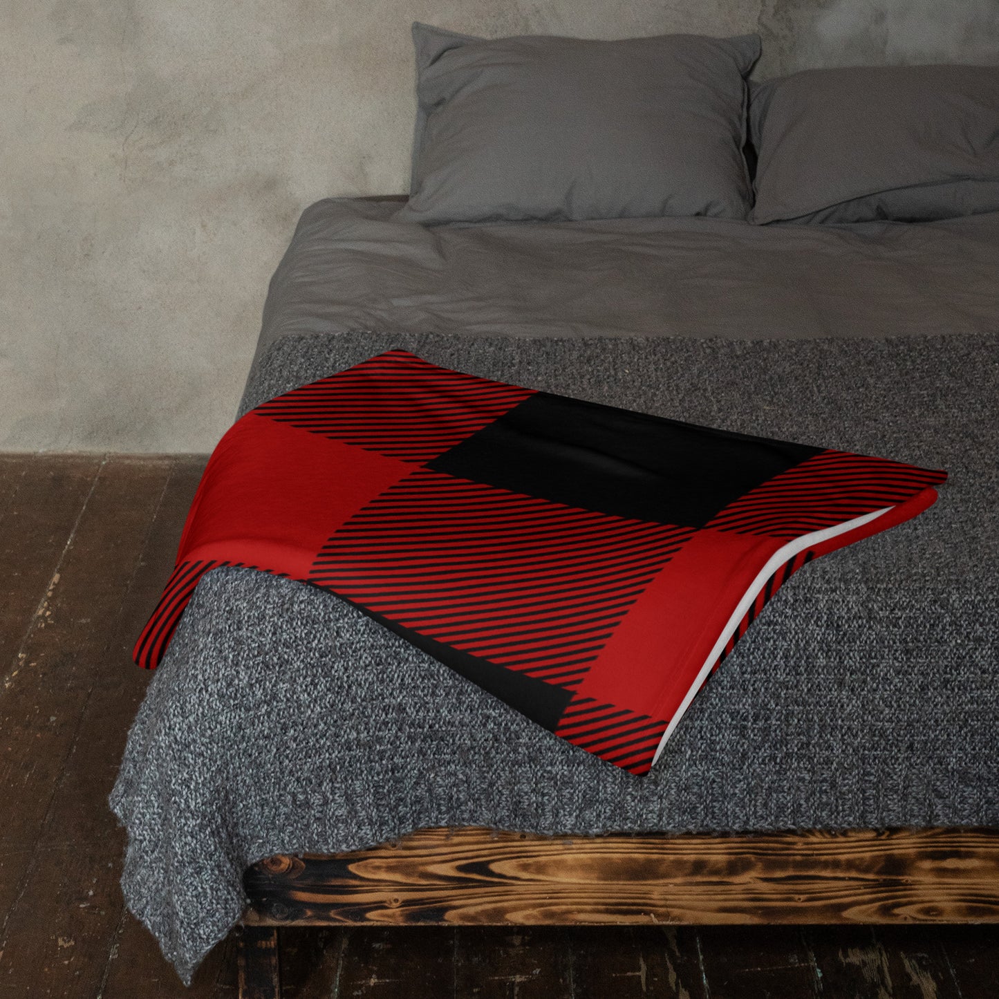 Red and Black Lumberjack Plaid Throw Blanket