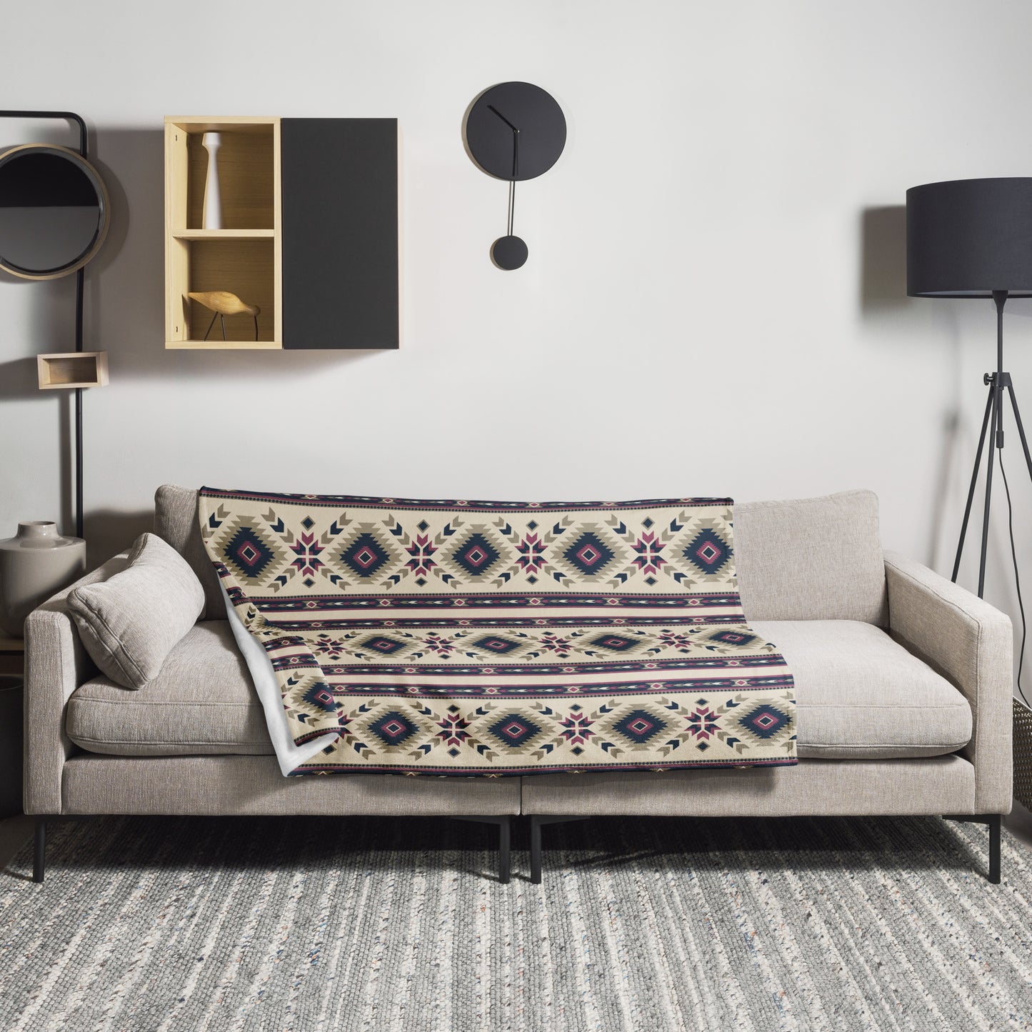 Southwestern Blue Maroon and Tuape Throw Blanket