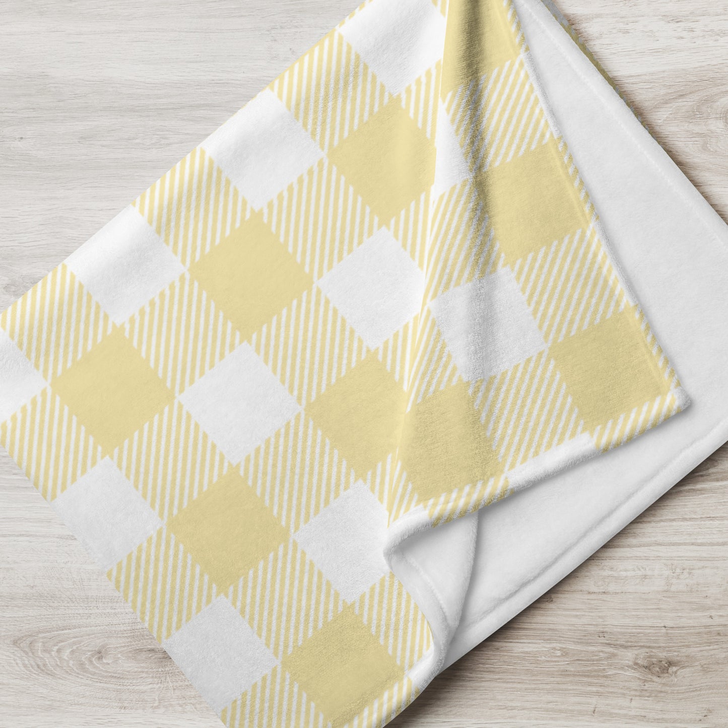 Yellow Gingham Pattern Throw Blanket
