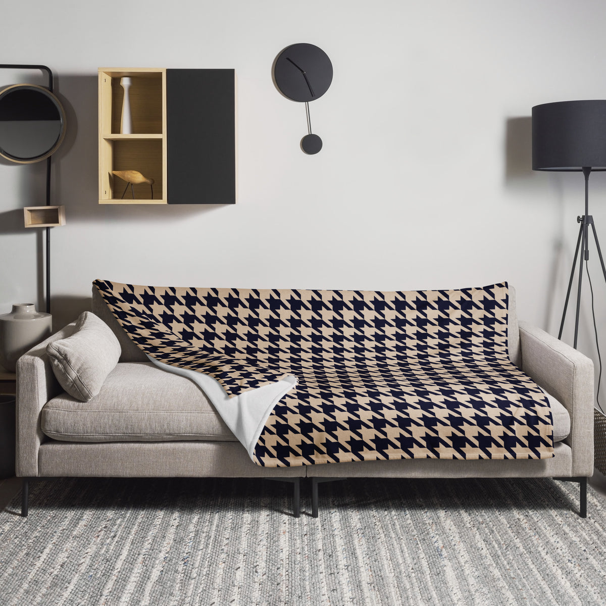 Black and Tan Houndstooth Pattern Throw Blanket