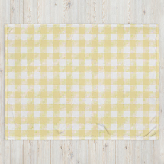 Yellow Gingham Pattern Throw Blanket