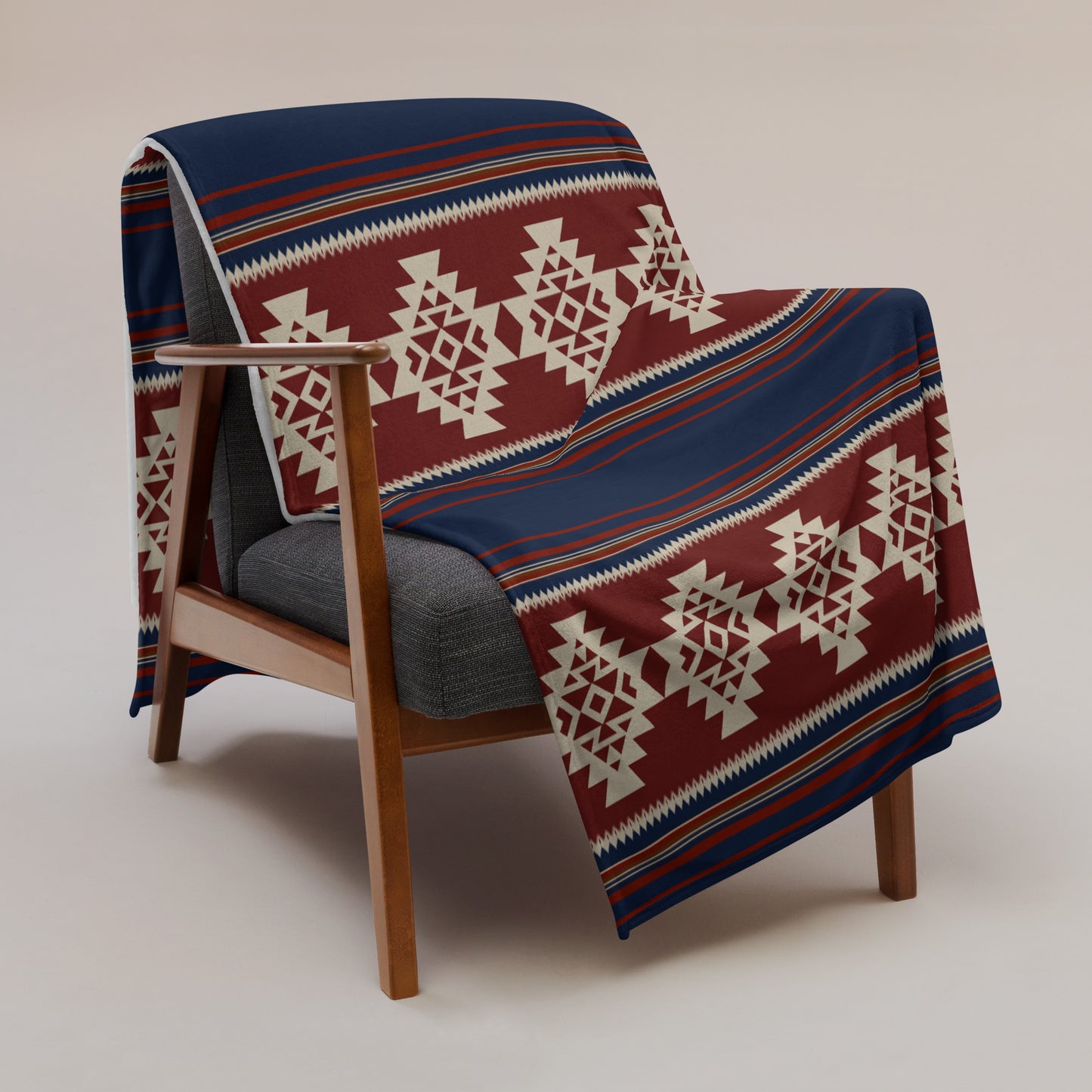 Rust and Navy Southwestern Style Throw Blanket