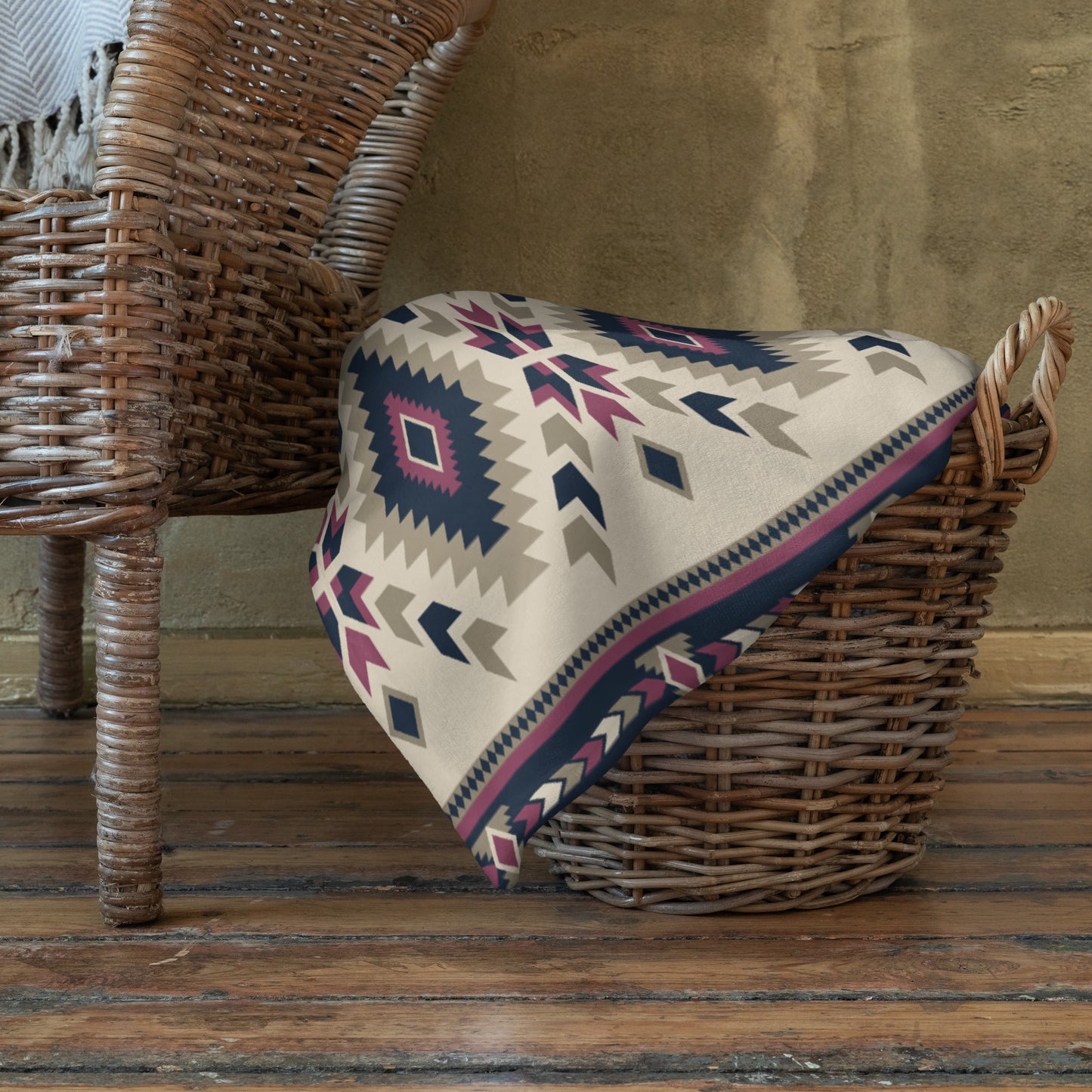 Southwestern Blue Maroon and Tuape Throw Blanket