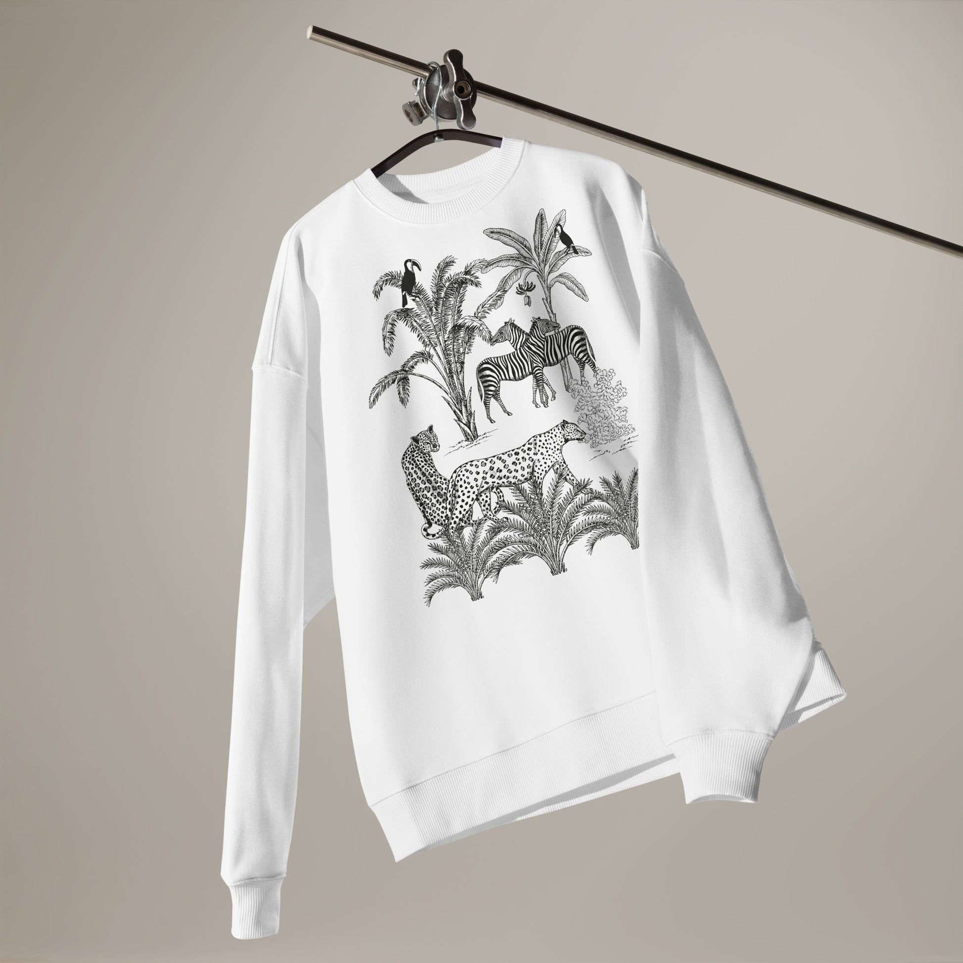 Vintage Tropical Jungle and Animal Scene Unisex organic oversized